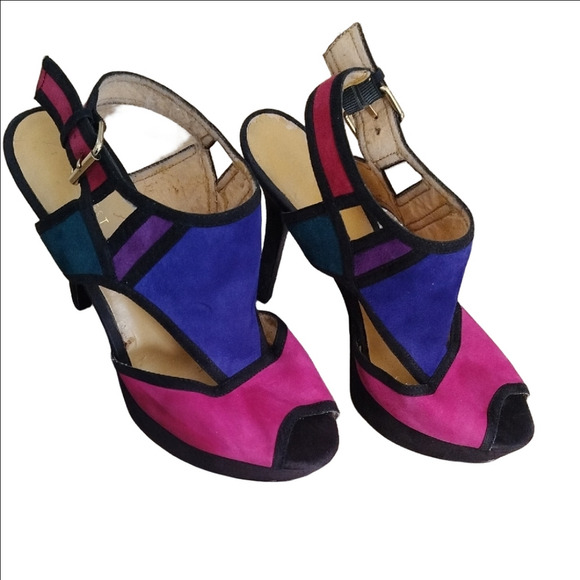 Nine West Pink and Purple Color Block Heels - Picture 1 of 6